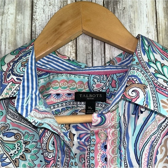 Talbots Jubilee Paisley Classic Cotton Button Down - Picture 6 of 6
